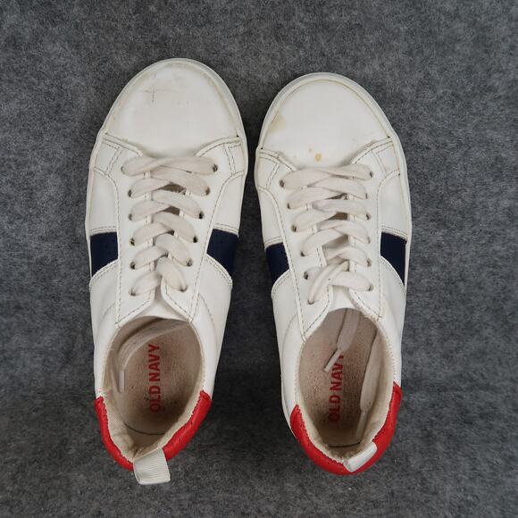 Old Navy Shoes Kids 12 Casual Fashion Sneakers Lace Up Trainers White Red Youth - Picture 6 of 11
